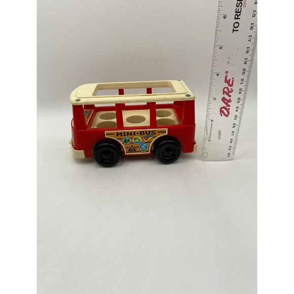 1969 Fisher Price Play Family Red and White Mini Bus Toy #141 - Picture 3 of 9